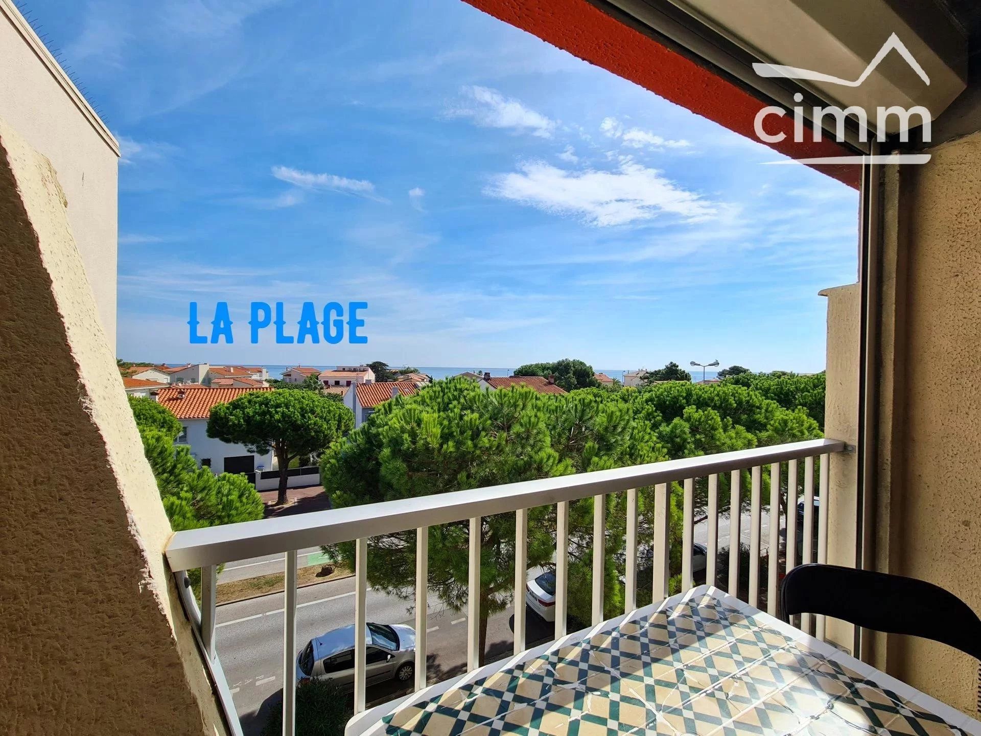 VENTE ST CYPRIEN PLAGE 66750 APPARTEMENT TRAVERSANT T1 + CABINE